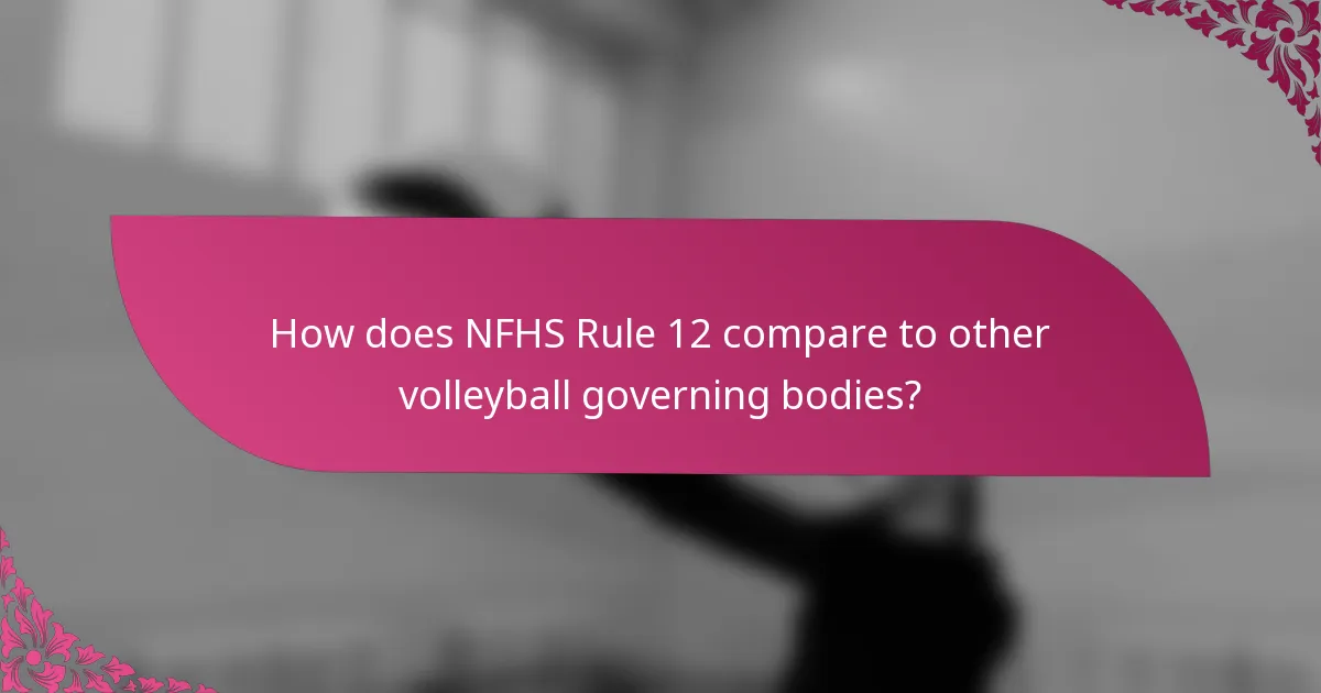 How does NFHS Rule 12 compare to other volleyball governing bodies?