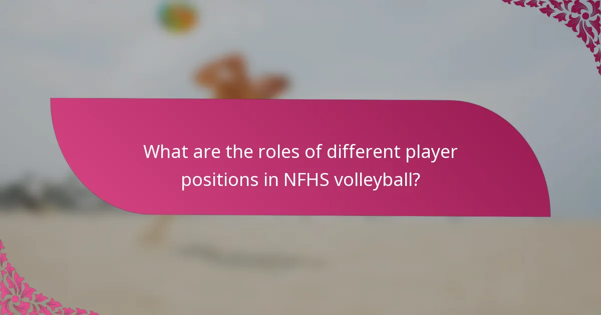 What are the roles of different player positions in NFHS volleyball?